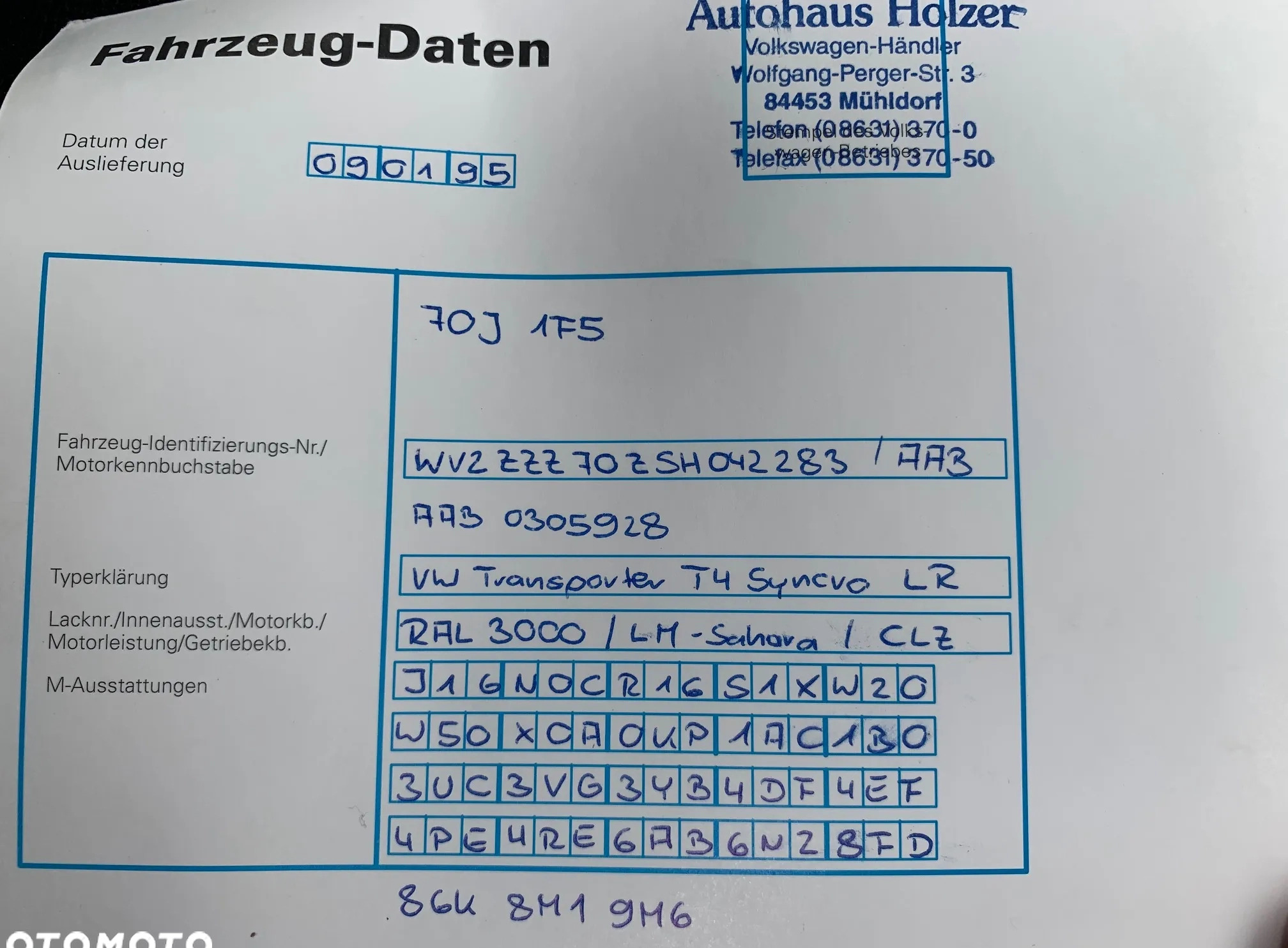 Volkswagen Transporter cena 25500 przebieg: 163628, rok produkcji 1995 z Goleniów małe 352